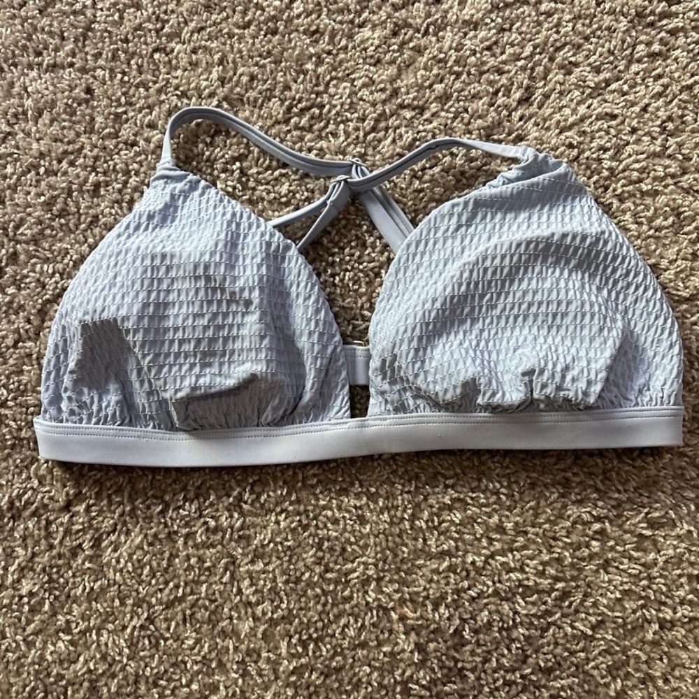 Hollister Light Gray Textured Bikini Top